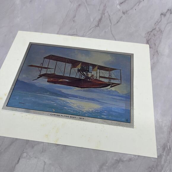 Curtiss Flying Boat 1913 Airplane Vintage Chromatic Foil Etch 8x10" V18 - Picture 2 of 2